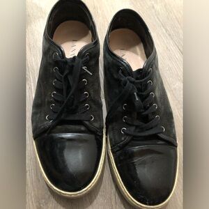 Used Lanvin Dbb1 Black Suede Sneakers size 13